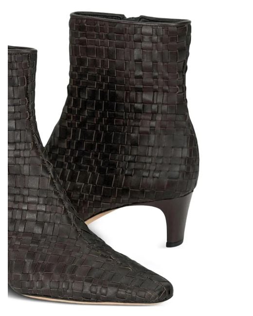 Staud Black Wally Woven Ankle Boots