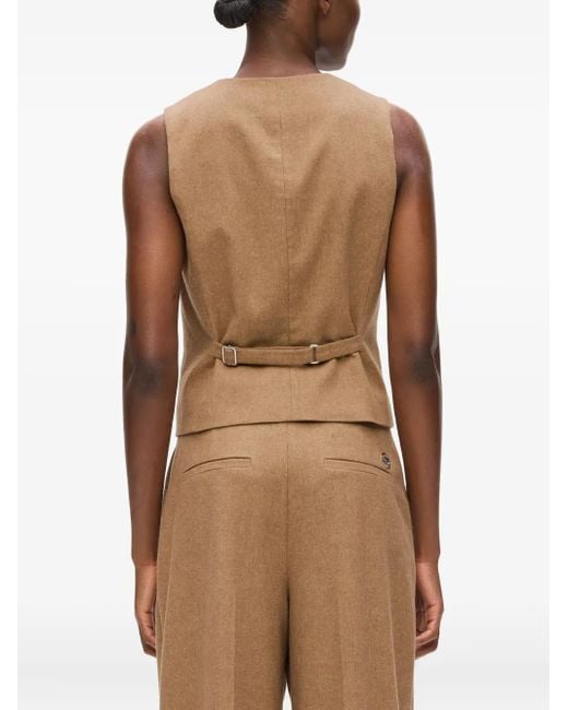 Karl Lagerfeld Blue Flannel Button-Fastening Belted Waistcoat