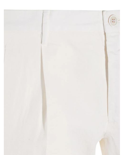 Incotex White Logo-Patch Trousers for men