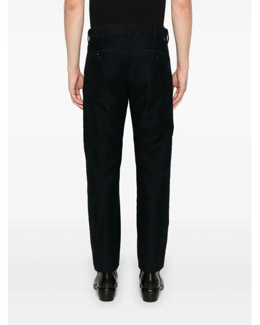 Tom Ford Blue Cotton Straight-Leg Trousers for men