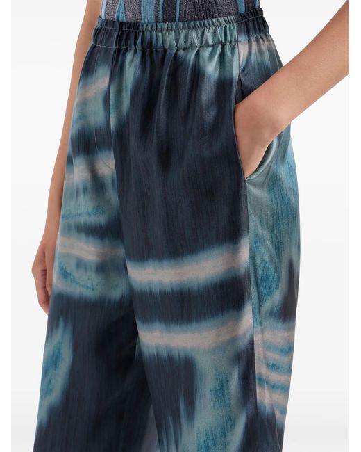 Giorgio Armani Blue Gradient-Effect Silk Trousers