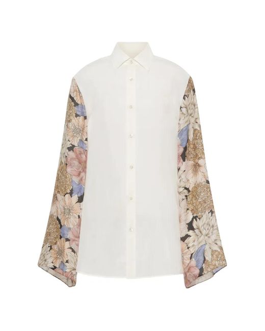 Maison Margiela White Floral-Sleeve Shirt