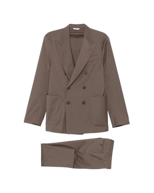 Manuel Ritz Brown Double-Breasted Suit for men