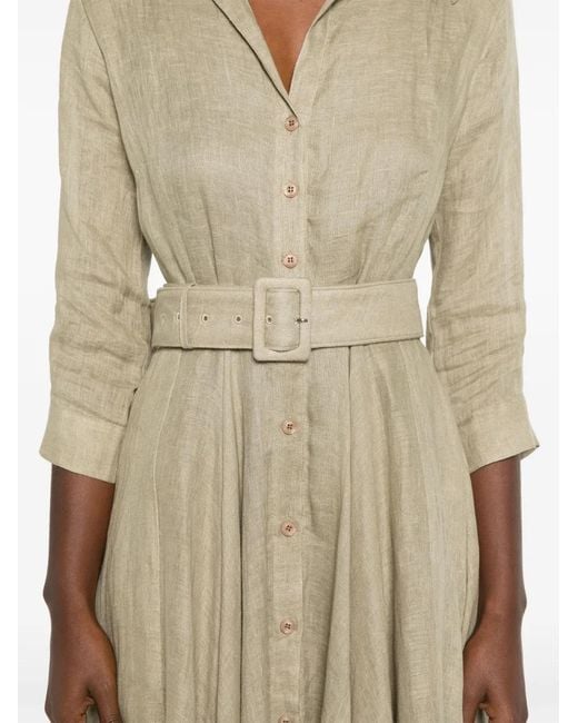 Samantha Sung Natural Aster Linen Maxi Dress