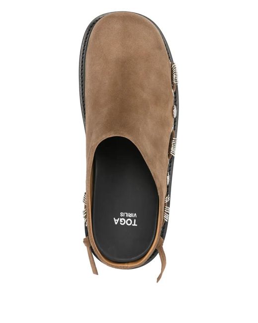 Toga Virilis Brown Suede Slippers for men