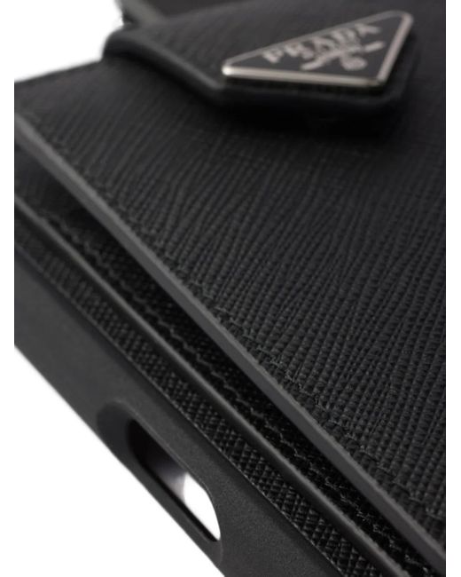 Prada Black Detachable-Strap Iphone 16 Pro Max Case for men