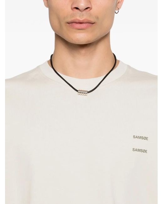 Samsøe & Samsøe White Joel Logo-Print T-Shirt for men