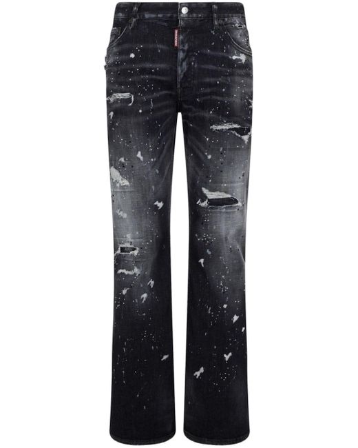 DSquared² Blue Distressed Straight-leg Jeans for men