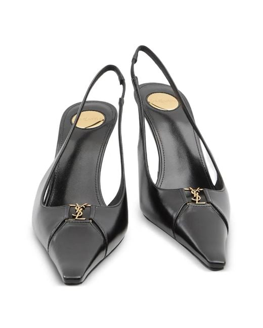 Saint Laurent Black Babylone Breteuil Slingback Pumps