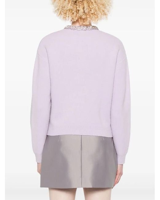 Self-Portrait Pink Cardigan With Crystals