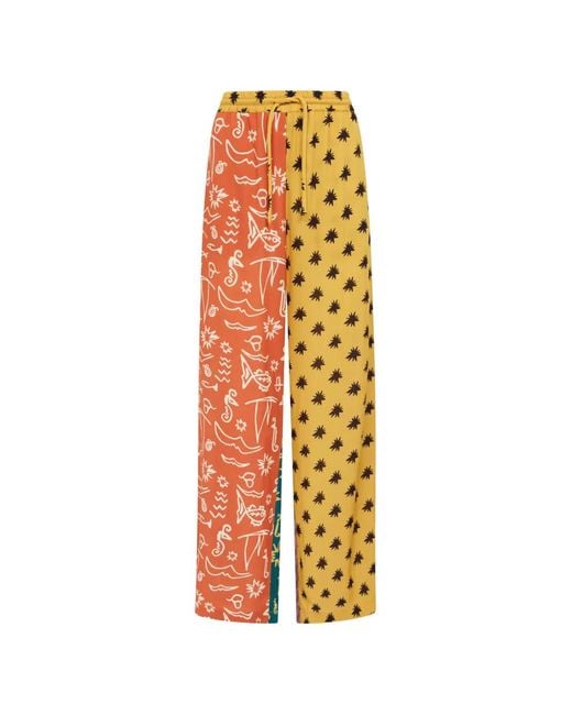 Donde Esteban White Colour-Block Printed Trousers