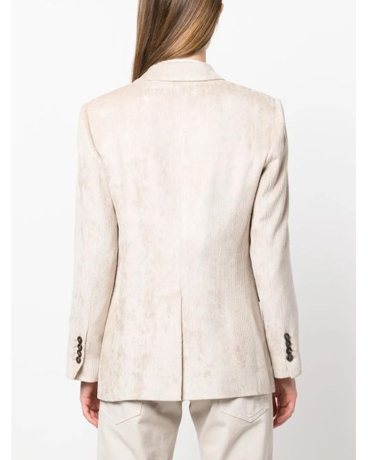 Brunello Cucinelli Natural Double-breasted Corduroy Blazer