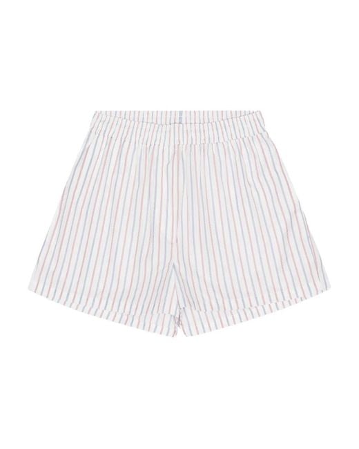 Remain Gestreepte Shorts in het White