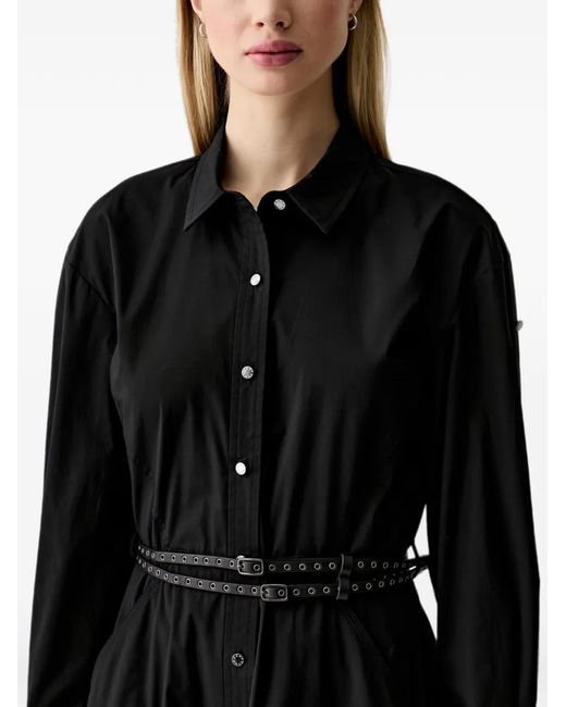 DKNY Black Button-Down Shirt Midi Dress