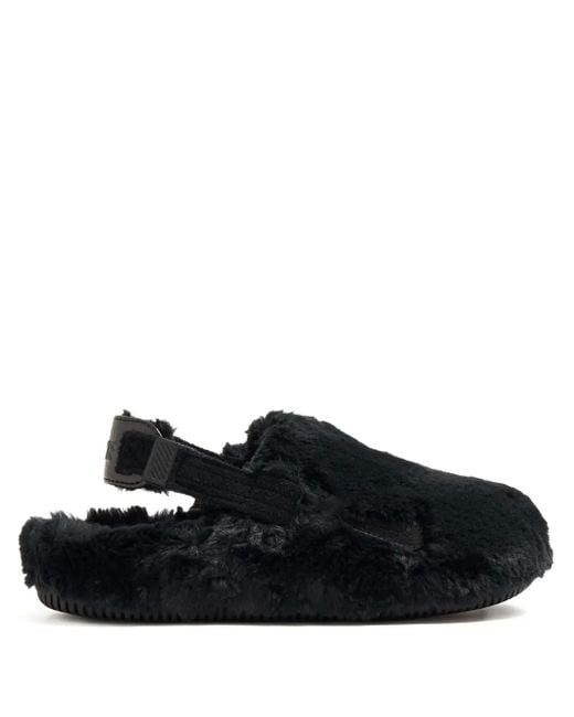Nike Black Calm Se Slingback Faux-Fur Sandals
