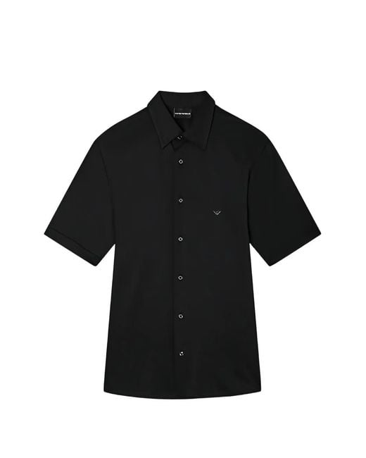 Emporio Armani Black Logo-Detail Short-Sleeve Shirt for men