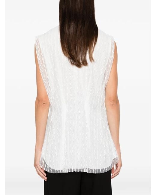Alberta Ferretti White Ruffled-Hem Top