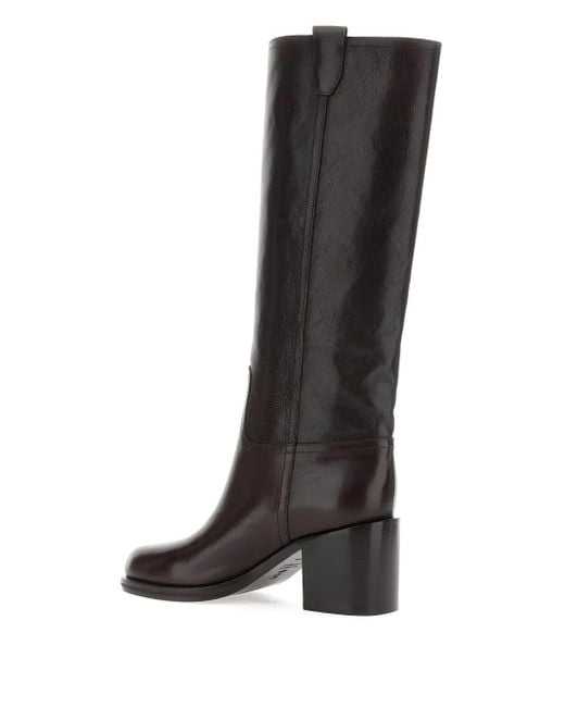 Brunello Cucinelli Black Knee-Lenght Boots With Monil Detail