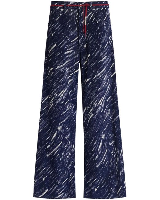 Marni Blue Abstract-Pattern Print Wide-Leg Jeans for men