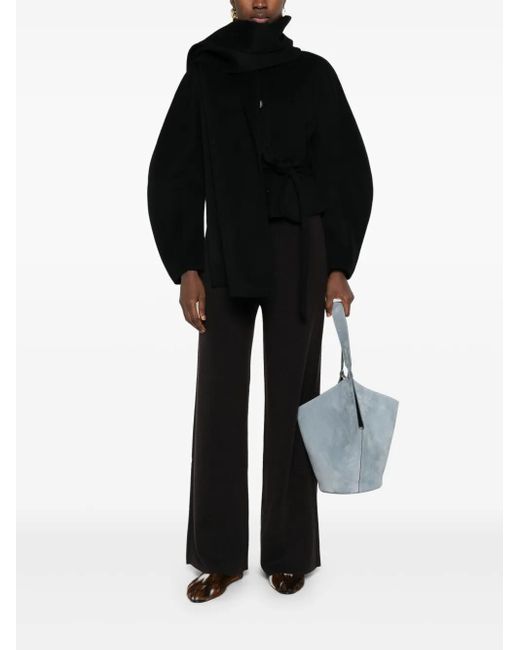 P.A.R.O.S.H. Black Button-Fastening Belted Jacket