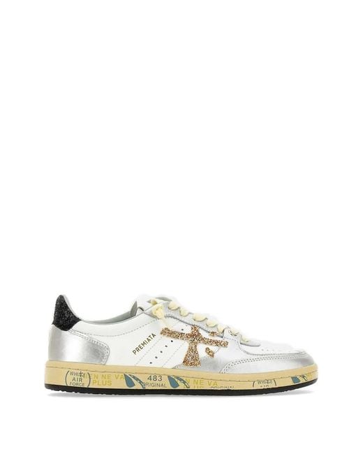 Premiata レディース ホワイト グリッター レザースニーカーの通販はau