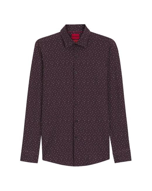 HUGO Purple Abstract-Print Shirt for men