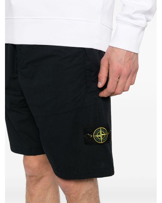 Stone Island Black Compass-badge Bermuda Shorts for men