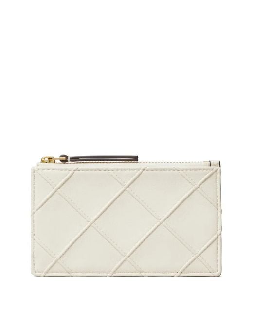 Tory Burch Natural Fleming Zip Card Case
