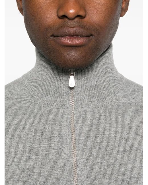 Brunello Cucinelli Gray Zip-Front Cardigan for men