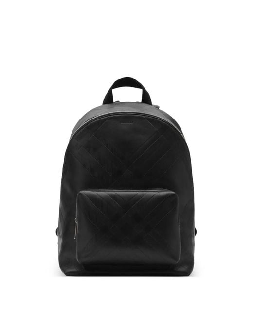 Burberry Black Embossed Check Backpack for men