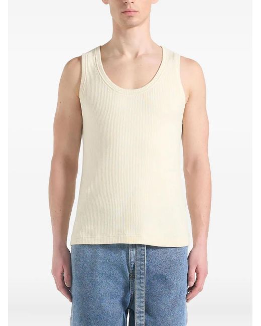 Manière De Voir Natural Justin Ribbed Cotton Vest for men