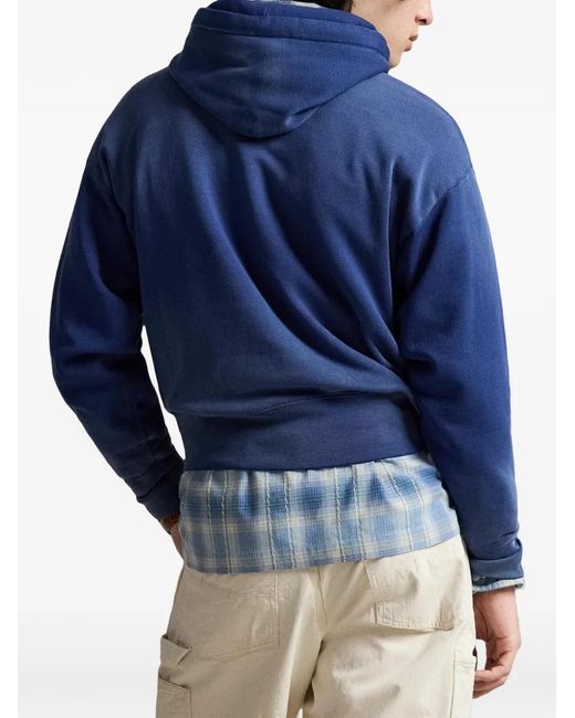 Polo Ralph Lauren Blue Cotton Graphic Hoodie for men