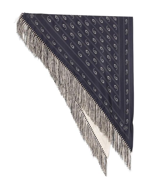 Écharpe Frangée À Imprimé Cachemire Tory Burch en coloris Gray
