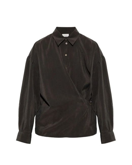 Lemaire Black Wrap-Style Long-Sleeve Shirt