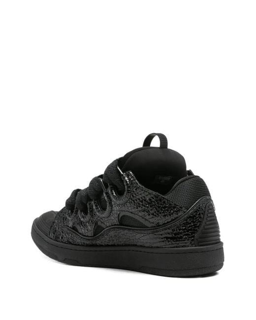 Lanvin Black Lace-Up Textured Sneakers