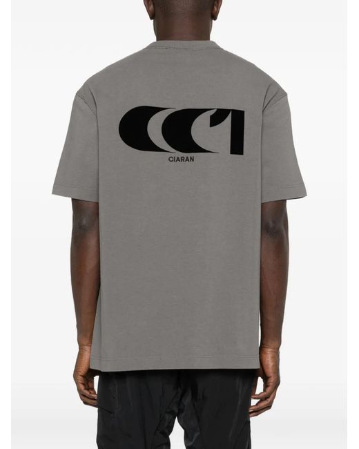 CIARAN Gray Logo-Embroidery T-Shirt for men