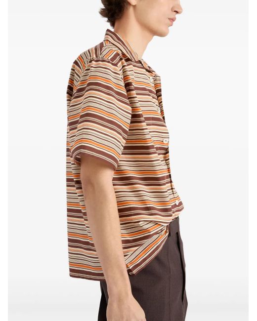 Camicia in misto cotone ricamato di Prada in Brown da Uomo