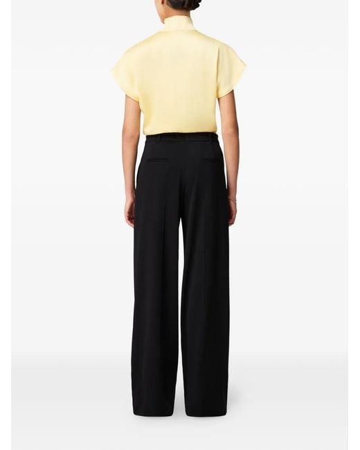 Another Tomorrow Yellow Mock-Neck Buttoned Top