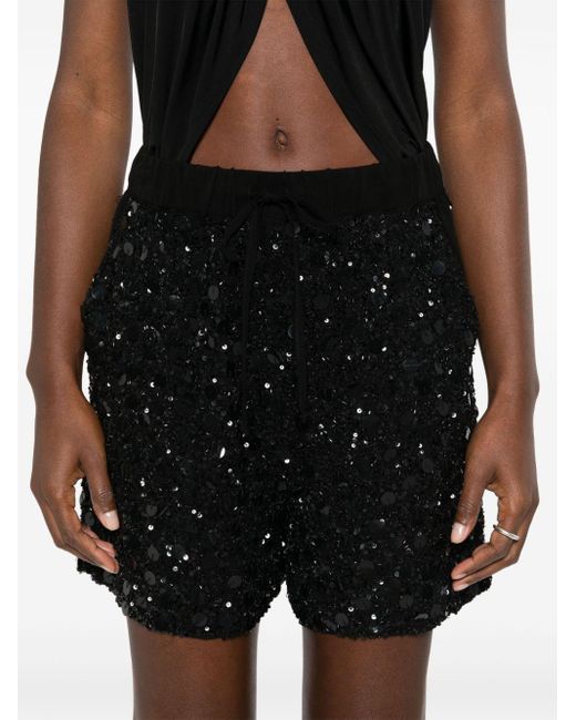 P.A.R.O.S.H. Galassia Sequin-embellished Shorts in het Black
