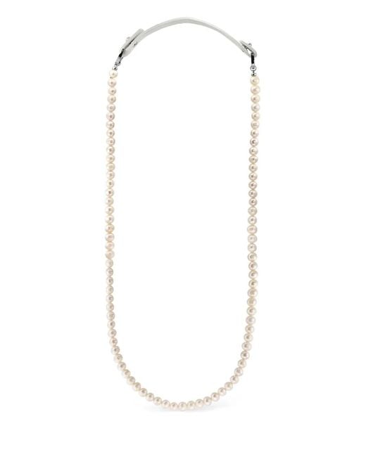 Elle Macpherson White Pearl Leather Necklace