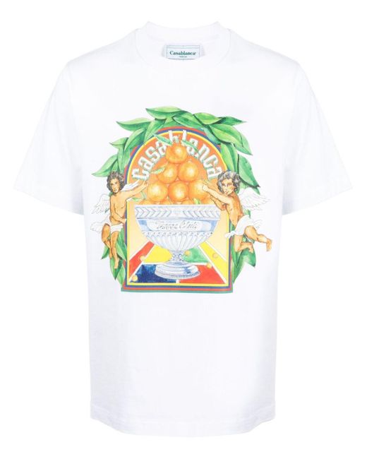T-shirt en coton à logo imprimé Casablancabrand pour homme en coloris White