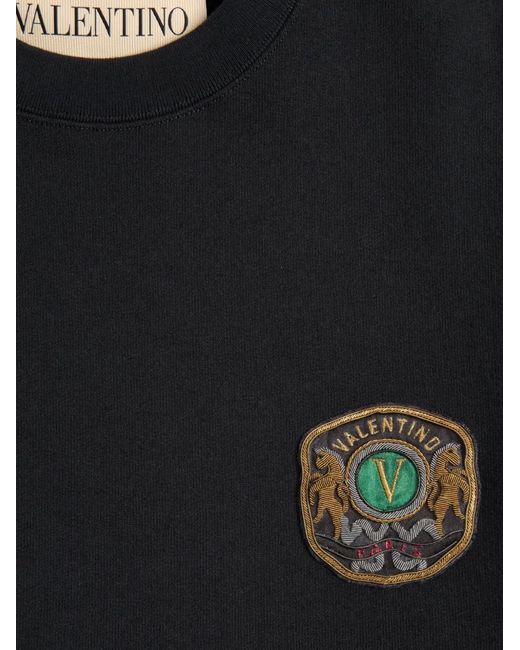 Valentino Garavani Black Embroidered Crew-Neck Sweatshirt for men