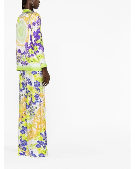 Versace White Baroque-print Trousers