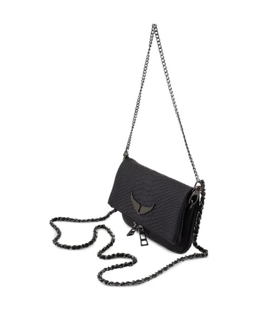 Zadig & Voltaire Black Snakeskin-Effect Chain Cross Body Bag