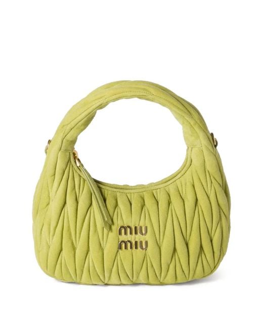 Miu Miu Green Wander Matelassé Tote Bag
