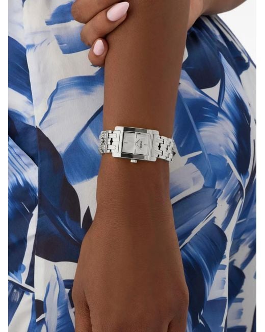 Guess White Tone Rectangle 23Mm Watch