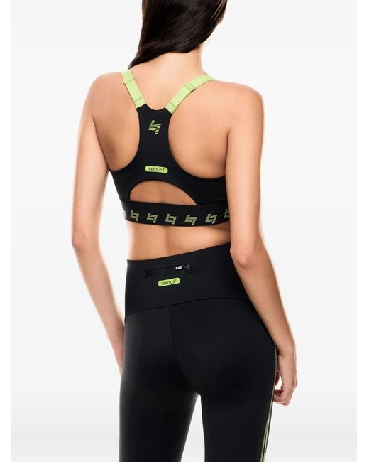 EA7 Black Logo-Detail Racerback Sports Bra