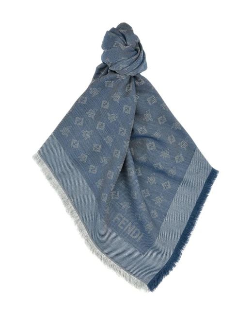 Fendi Blue Logo Scarf