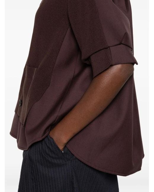 Sacai Black Button-Front Layered Cardigan