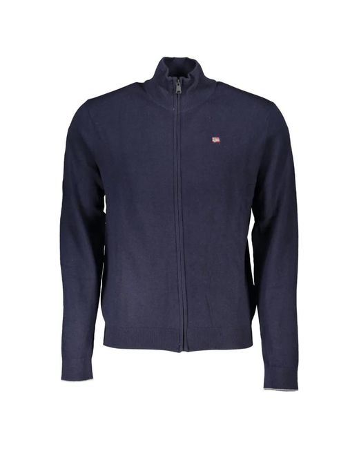 Napapijri Blue Logo-Patch Zip-Up Jacket for men